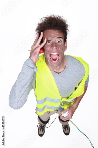 Photo: Receiving electrical shock Receiving electrical shock