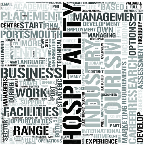 Vector: Hospitality Management Word Cloud Concept Hospitality Management Word Cloud Concept