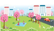 Illustration: People in the city park People in the city park