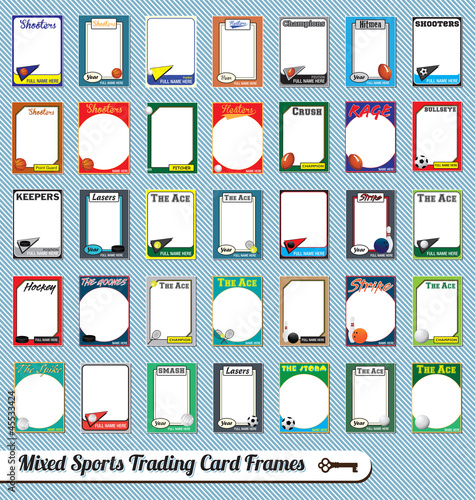 Vector: Vector Set: Retro Mixed Sport Trading Card Picture Frames Vector Set: Retro Mixed Sport Trading Card Picture Frames