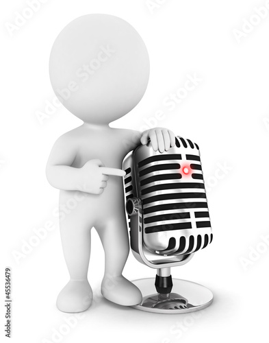 Illustration: 3d white people with a microphone 3d white people with a microphone