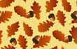 Seamless background with oak leaves and acorns