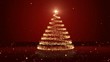 Video: Christmas tree on red background with snow Christmas tree on red background with snow