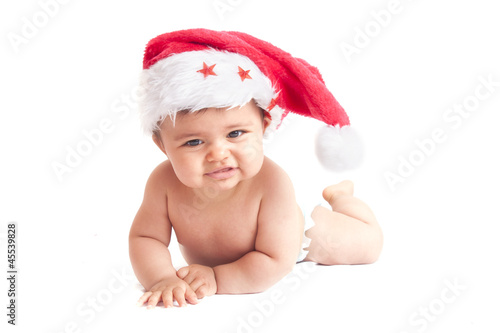 Photo: baby with christmas hat baby with christmas hat