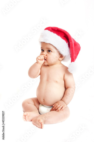 Photo: baby with christmas hat baby with christmas hat