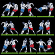 Vector Football Players with Ball and Grass