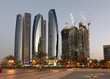 Skyscrapers in Abu Dhabi at dusk, United Arab Emirates