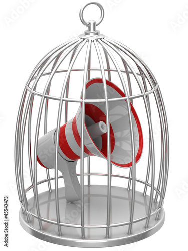 Illustration: Megaphone in a cage Megaphone in a cage