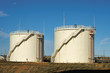 Oil storage tanks.