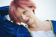 Photo: Red hair woman portrait with vintage blue dress. Red hair woman portrait with vintage blue dress.