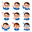 Illustration: 男性 表情 アイコン セット 男性 表情 アイコン セット