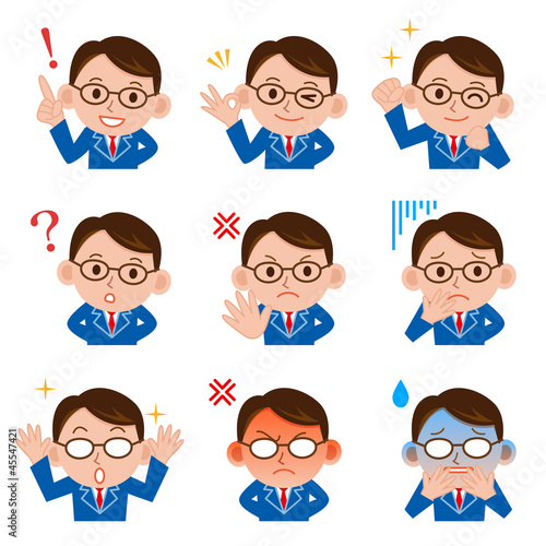 Illustration: 男性 表情 アイコン セット 男性 表情 アイコン セット