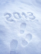 Foot step print in snow – New Year 2013 concept
