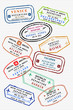 Passport page with travel stamps - traveler's visas