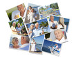Happy Retired Senior Couples Montage Romantic Vacation