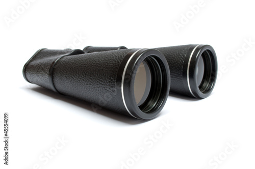 Photo: Big black binoculars isolated on white background Big black binoculars isolated on white background