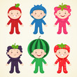Vector: Cute kids in costumes berries Cute kids in costumes berries