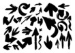Set of grunge ink hand-drawn arrows