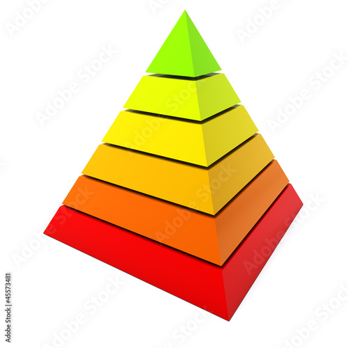 Illustration: Color pyramid diagram isolated on white Color pyramid diagram isolated on white