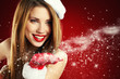 Portrait of beautiful sexy girl wearing santa claus clothes