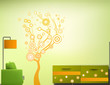 Vektor: Interior room in the green-orange style. Vector Interior room in the green-orange style. Vector