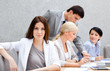Business people at the meeting discuss 