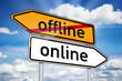 Wegweiser mit online und offline