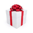 Gift Box with Red Ribbon and Bow Isolated