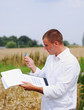 Scientist in the field collects samples