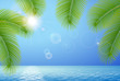 Vector: Sunny blue sky, sea and palm branches Sunny blue sky, sea and palm branches