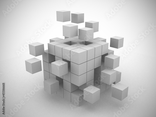 Illustration: Cube assembling from blocks Cube assembling from blocks
