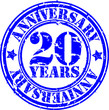 20 years anniversary rubber stamp, vector illustration