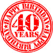 40 years happy birthday rubber stamp, vector illustration