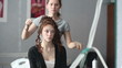 Video: Model visage hairstyle for photography in studio. Model visage hairstyle for photography in studio.