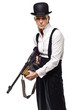 Gangster girl holding thompson machine gun
