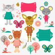 Baby animals scrapbook elements set