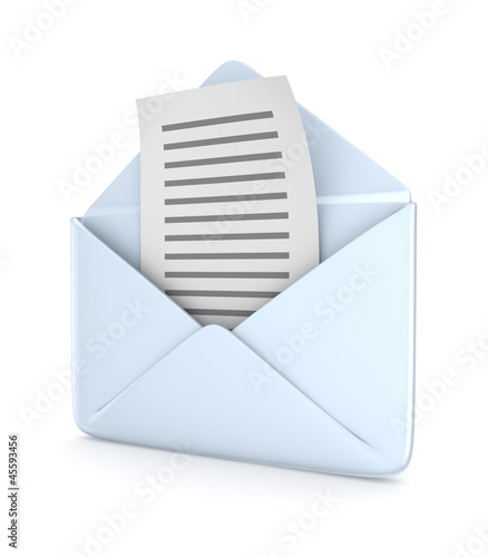 Illustration: Envelope with a text document. Envelope with a text document.