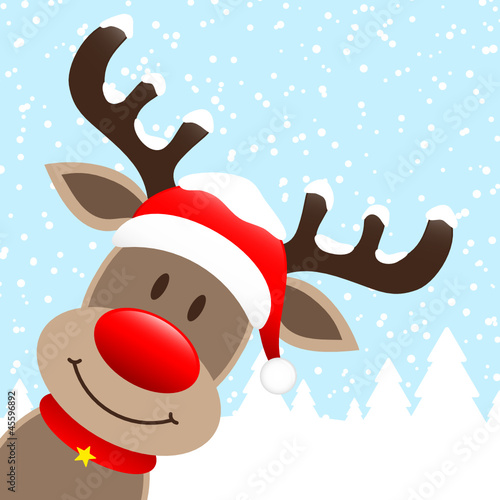 Vector: Reindeer Winter Forest Snow On The Hat Diagonal Reindeer Winter Forest Snow On The Hat Diagonal