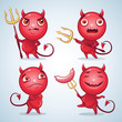 set of four devils making faces
