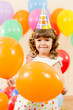 joyful kid girl on birthday party
