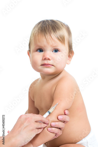 Photo: doctor vaccinating baby isolated on a white background doctor vaccinating baby isolated on a white background