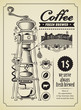 Retro banner with surreal coffee grinder