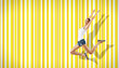 young woman dancing and jumping...