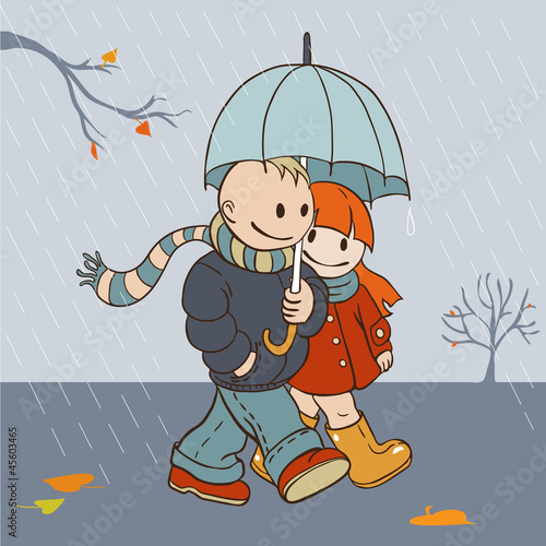 Vector: Autumn rainy day Autumn rainy day