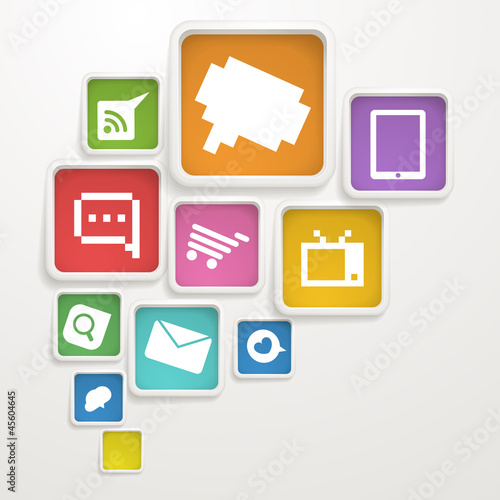 Vector: Abstract Background of boxes with media icons Abstract Background of boxes with media icons
