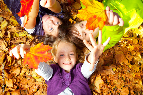 Photo: happy kids in autumn happy kids in autumn