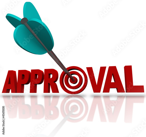 Illustration: Approval Word Arrow Target Seeking Acceptance Good Reaction Approval Word Arrow Target Seeking Acceptance Good Reaction