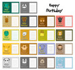 Vector: set of animal birthday card set of animal birthday card