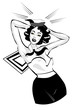 Vector Clip Art Illustration of a Sexy Female Sailor Pinup retro