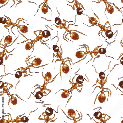 Vector: Red ants. Seamless background. Red ants. Seamless background.